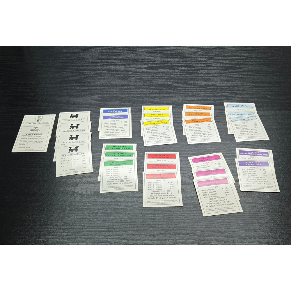 Monopoly Title Deed Cards Property Railroads Utilities Replacement Lot